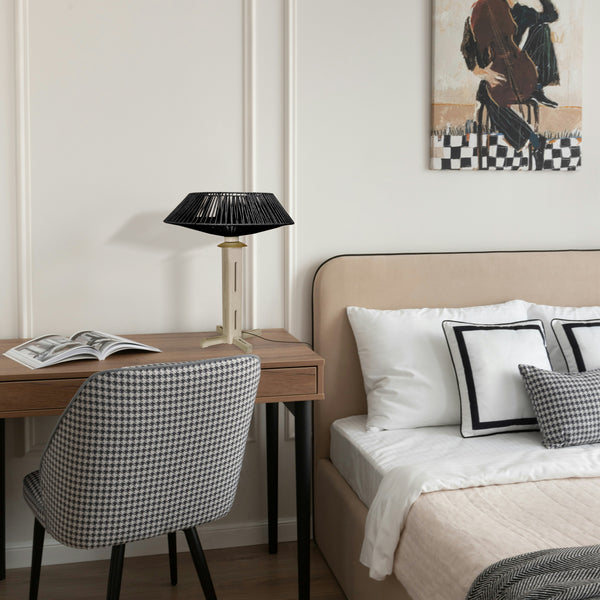 Lampe a poser TOSEL PADUA CONE bois, métal, ficelle H60xD40xP40  cm