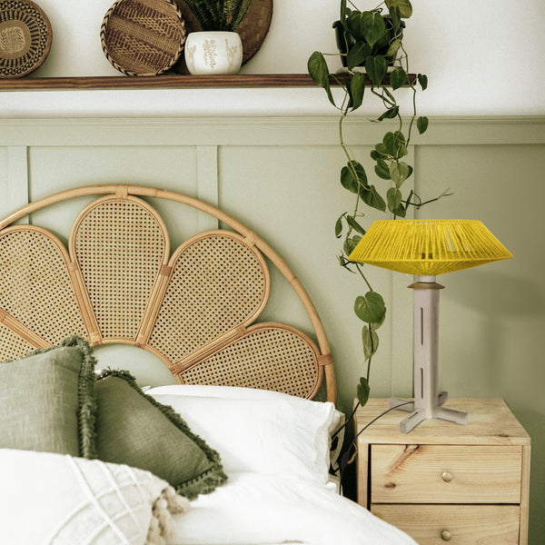 Lampe a poser TOSEL PADUA CONE bois, métal, ficelle H60xD40xP40  cm