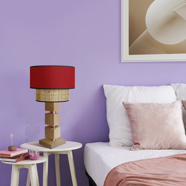 Lampe chevet SIRACUSA colonne cube bois