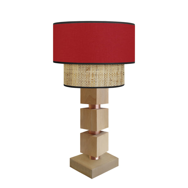 Lampe chevet SIRACUSA colonne cube bois