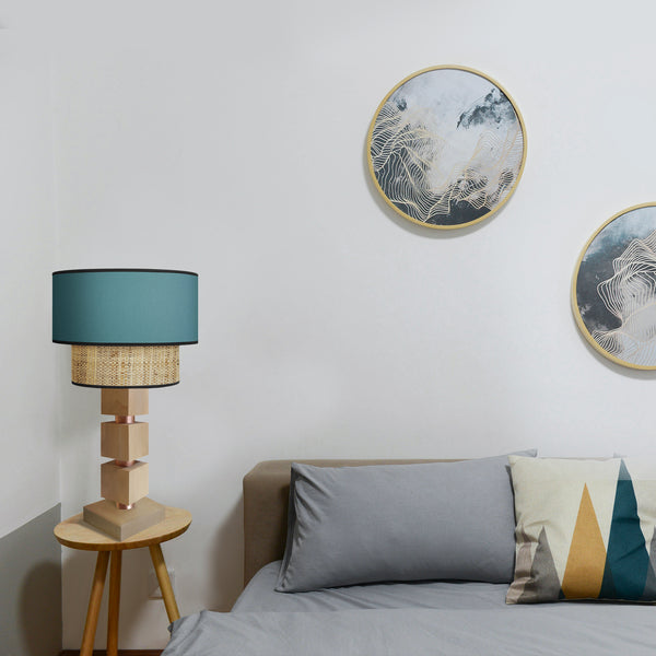 Lampe chevet SIRACUSA colonne cube bois
