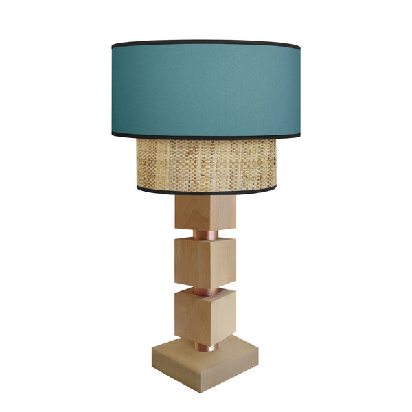 Lampe chevet SIRACUSA colonne cube bois
