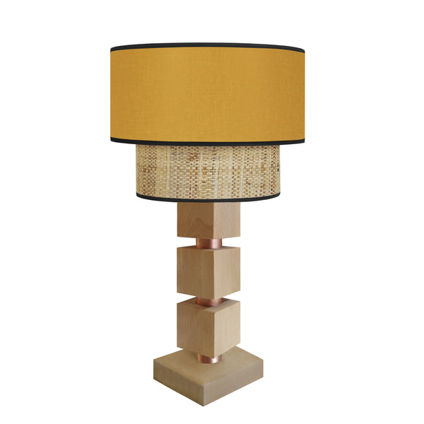 Lampe chevet SIRACUSA colonne cube bois