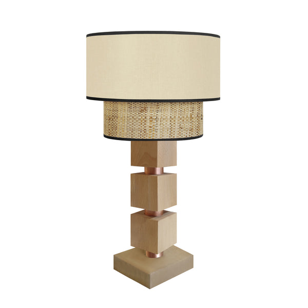Lampe chevet SIRACUSA colonne cube bois
