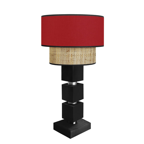 Lampe chevet SIRACUSA colonne cube bois
