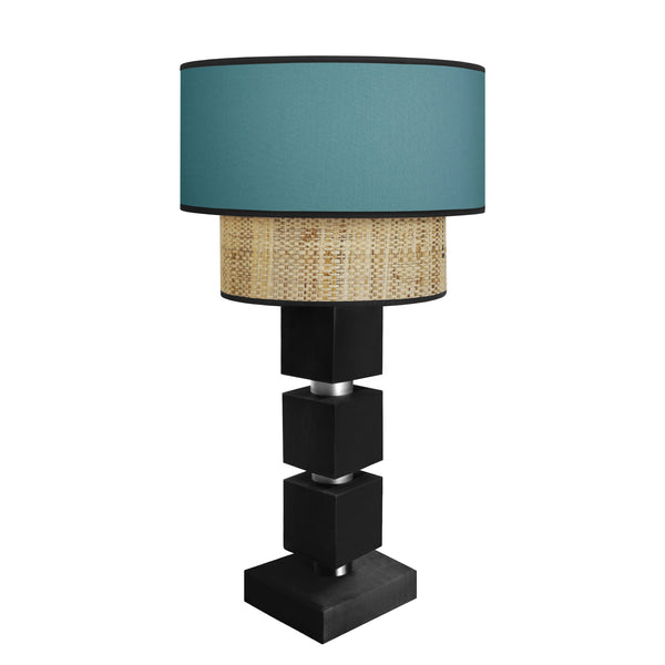 Lampe chevet SIRACUSA colonne cube bois