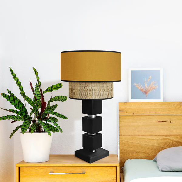 Lampe chevet SIRACUSA colonne cube bois