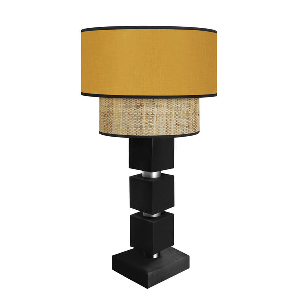 Lampe chevet SIRACUSA colonne cube bois