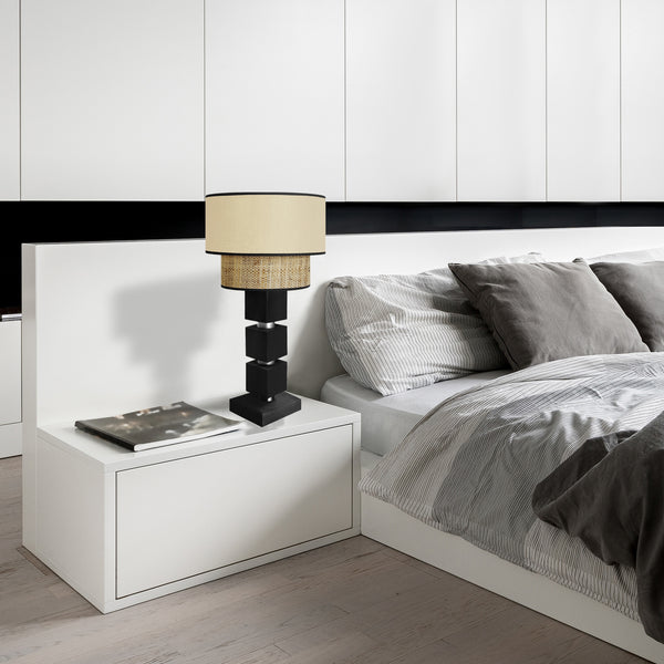 Lampe chevet SIRACUSA colonne cube bois