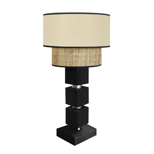 Lampe chevet SIRACUSA colonne cube bois