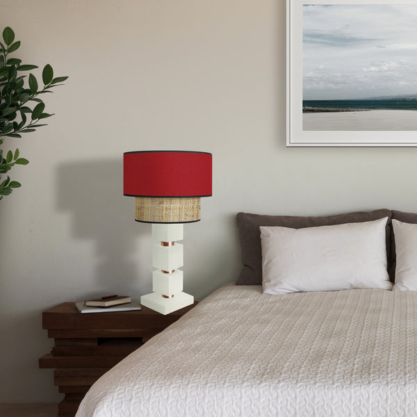 Lampe chevet SIRACUSA colonne cube bois