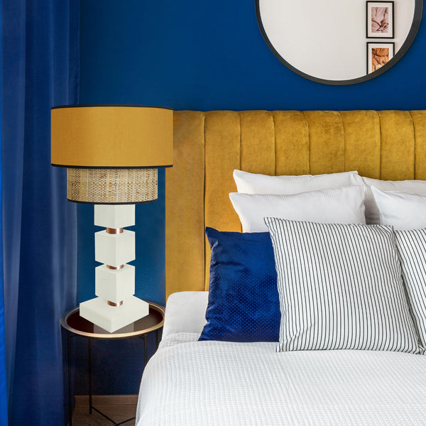 Lampe chevet SIRACUSA colonne cube bois