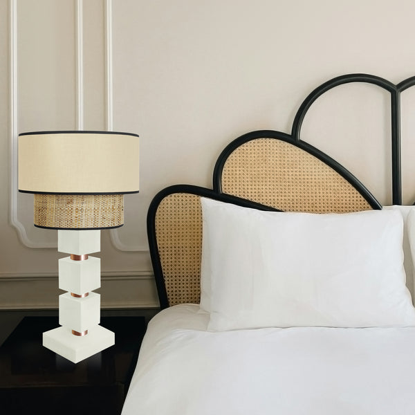 Lampe chevet SIRACUSA colonne cube bois
