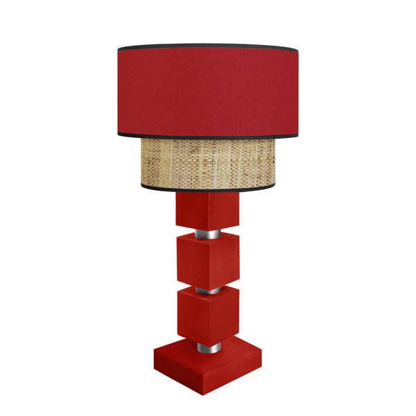 Lampe chevet SIRACUSA colonne cube bois