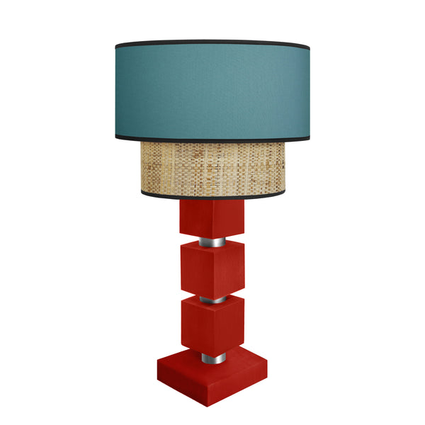 Lampe chevet SIRACUSA colonne cube bois
