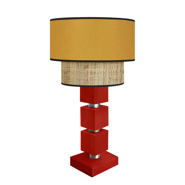 Lampe chevet SIRACUSA colonne cube bois