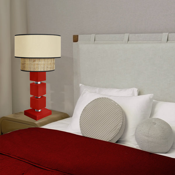 Lampe chevet SIRACUSA colonne cube bois