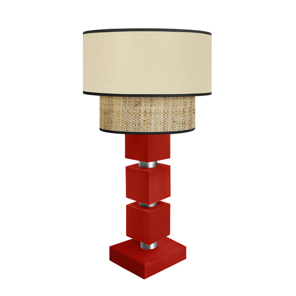 Lampe chevet SIRACUSA colonne cube bois