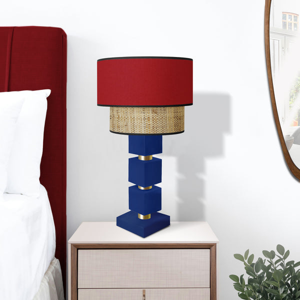 Lampe chevet SIRACUSA colonne cube bois