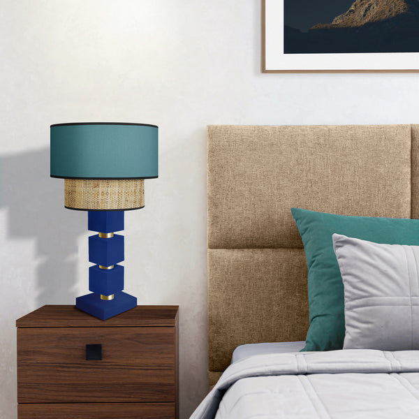 Lampe chevet SIRACUSA colonne cube bois