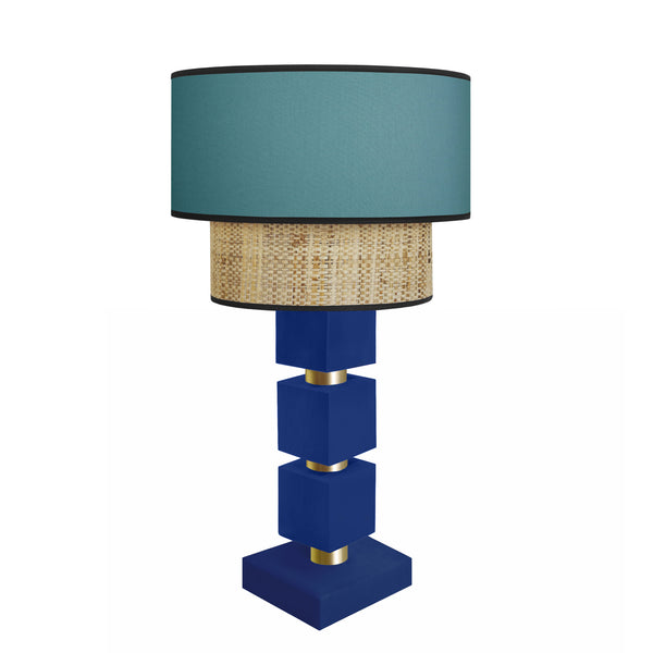 Lampe chevet SIRACUSA colonne cube bois