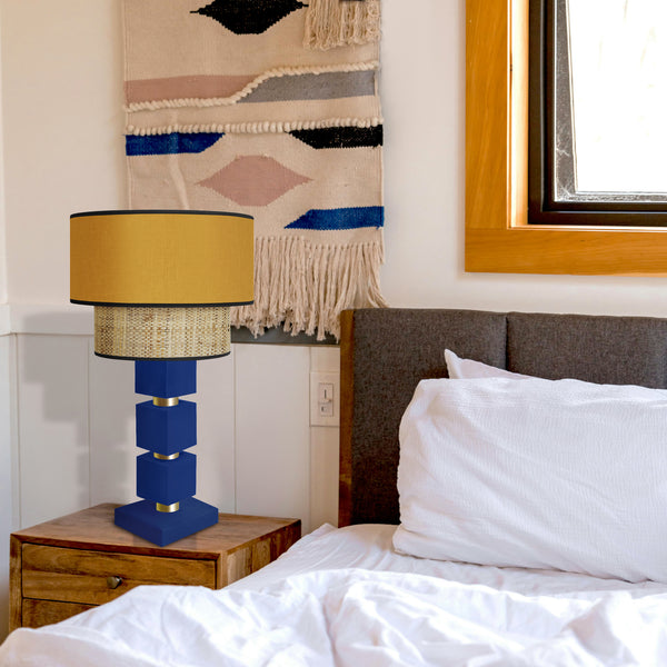 Lampe chevet SIRACUSA colonne cube bois