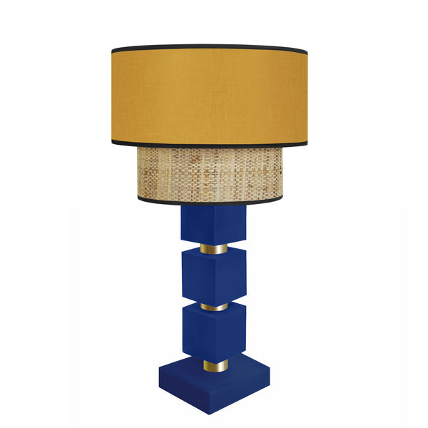 Lampe chevet SIRACUSA colonne cube bois
