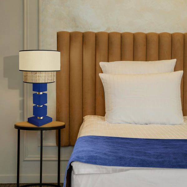 Lampe chevet SIRACUSA colonne cube bois