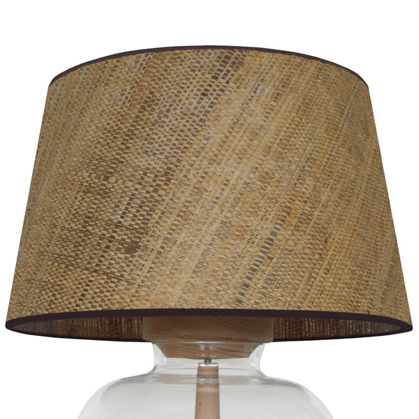 Lampe chevet LIBEREC colonne bois verre