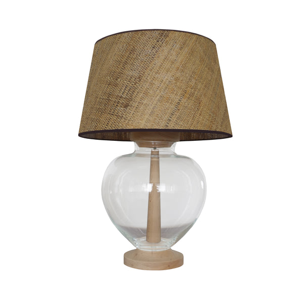 Lampe chevet LIBEREC colonne bois verre