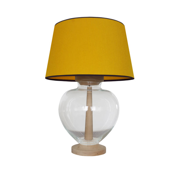 Lampe chevet LIBEREC colonne bois verre