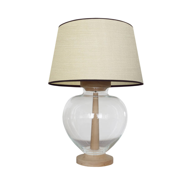 Lampe chevet LIBEREC colonne bois verre