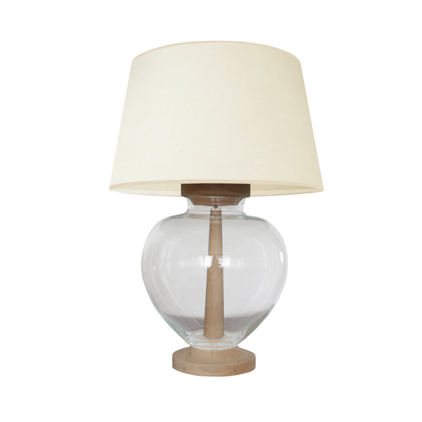 Lampe chevet LIBEREC colonne bois verre