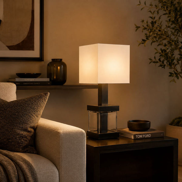 lampe a poser FRITZBURG verre cube