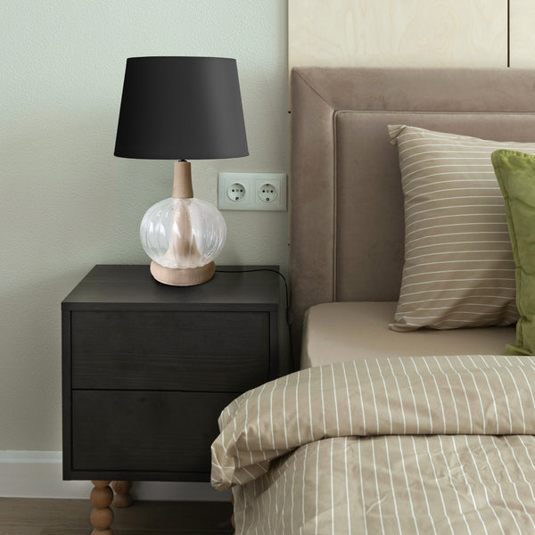 lampe a poser MARSEILLE bois verre colonne
