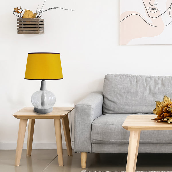 Lampe a poser MARSEILLE bois verre colonne