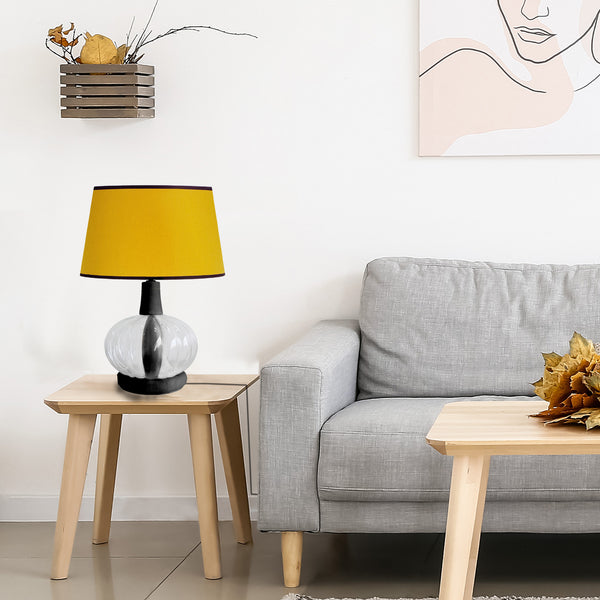 Lampe a poser MARSEILLE bois verre colonne