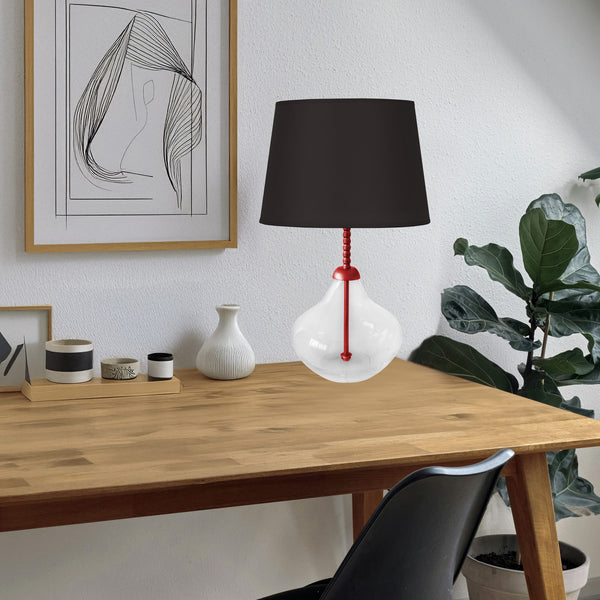 Lampe a poser DELF verre métal colonne