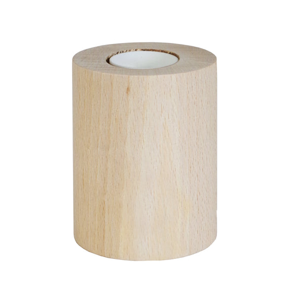Lampe de chevet TOSEL CYLINDRE,bois , H10,5xD8xP8  cm.