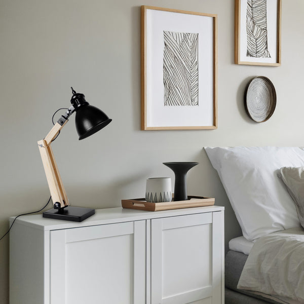 Lampe a poser TOSEL IRON métal, bois H66xD15xP46cm - 1 Lumière