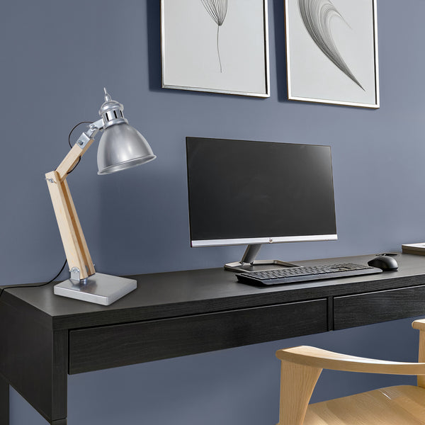 Lampe a poser TOSEL IRON métal, bois H66xD15xP46cm - 1 Lumière