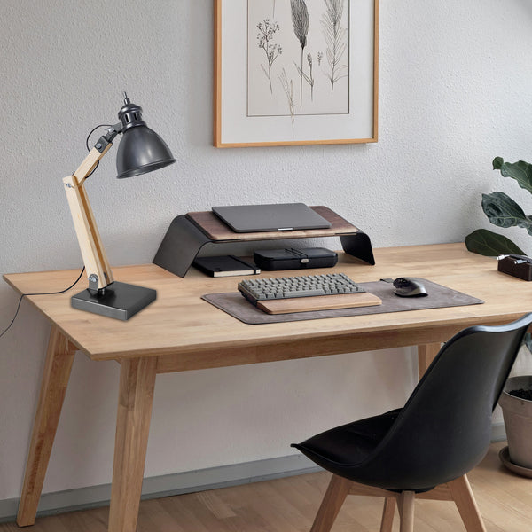 Lampe a poser TOSEL IRON métal, bois H66xD15xP46cm - 1 Lumière