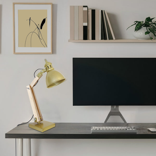 Lampe a poser TOSEL IRON métal, bois H66xD15xP46cm - 1 Lumière