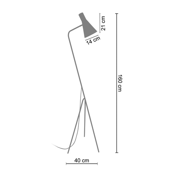 Lámpara de pie de lectura FUNNEL articulada de metal