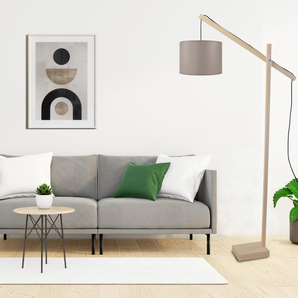 Lampadaire liseuse TOSEL ENKEL,bois naturel, H180xD25xP80  cm.