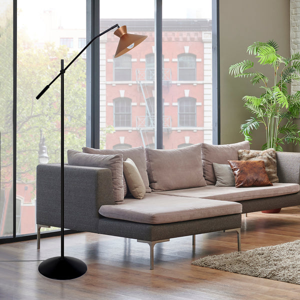 Lampadaire liseuse TOSEL LEEDS,métal, H175xD25xP90  cm.