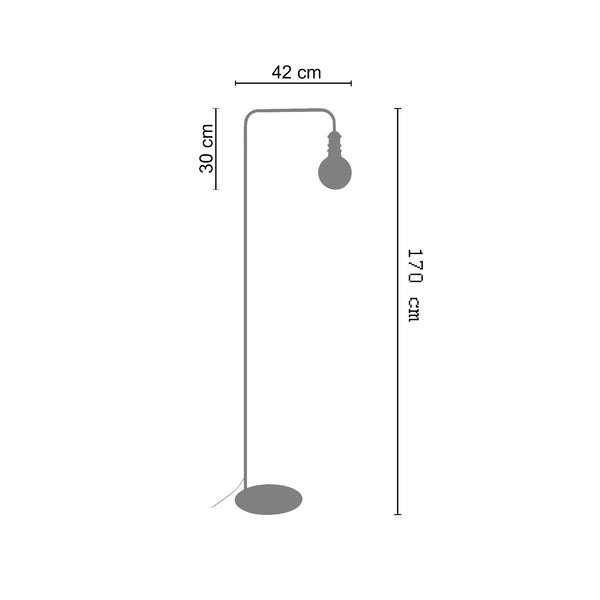 Lampadaire liseuse TOSEL NORWICH,métal, H170xD30xP42  cm.