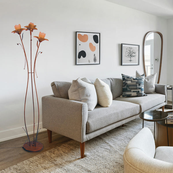 Lampadaire TOSEL TULIPANO,métal, verre H170xD45xP45  cm.