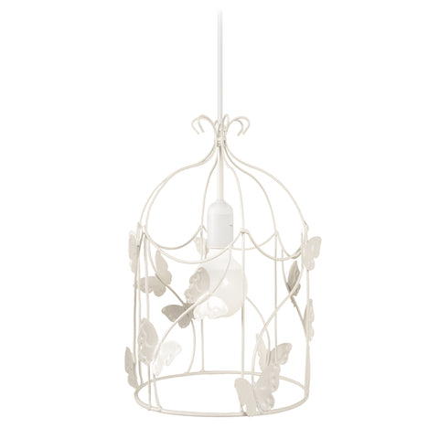 Suspension TOSEL CAGE PAPILLONS ,métal   H96xD23xP23  cm.