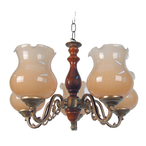 Lustre TOSEL VAL D'ISÉRE,métal,bois , H80xD49xP49  cm.